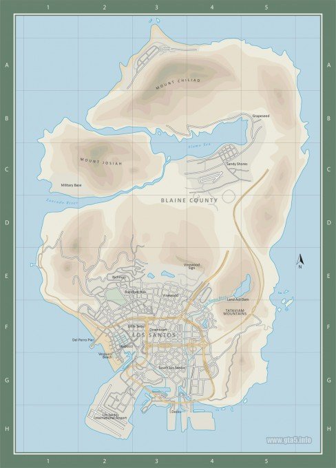 Grand Theft Auto V map - GTA 5 Info